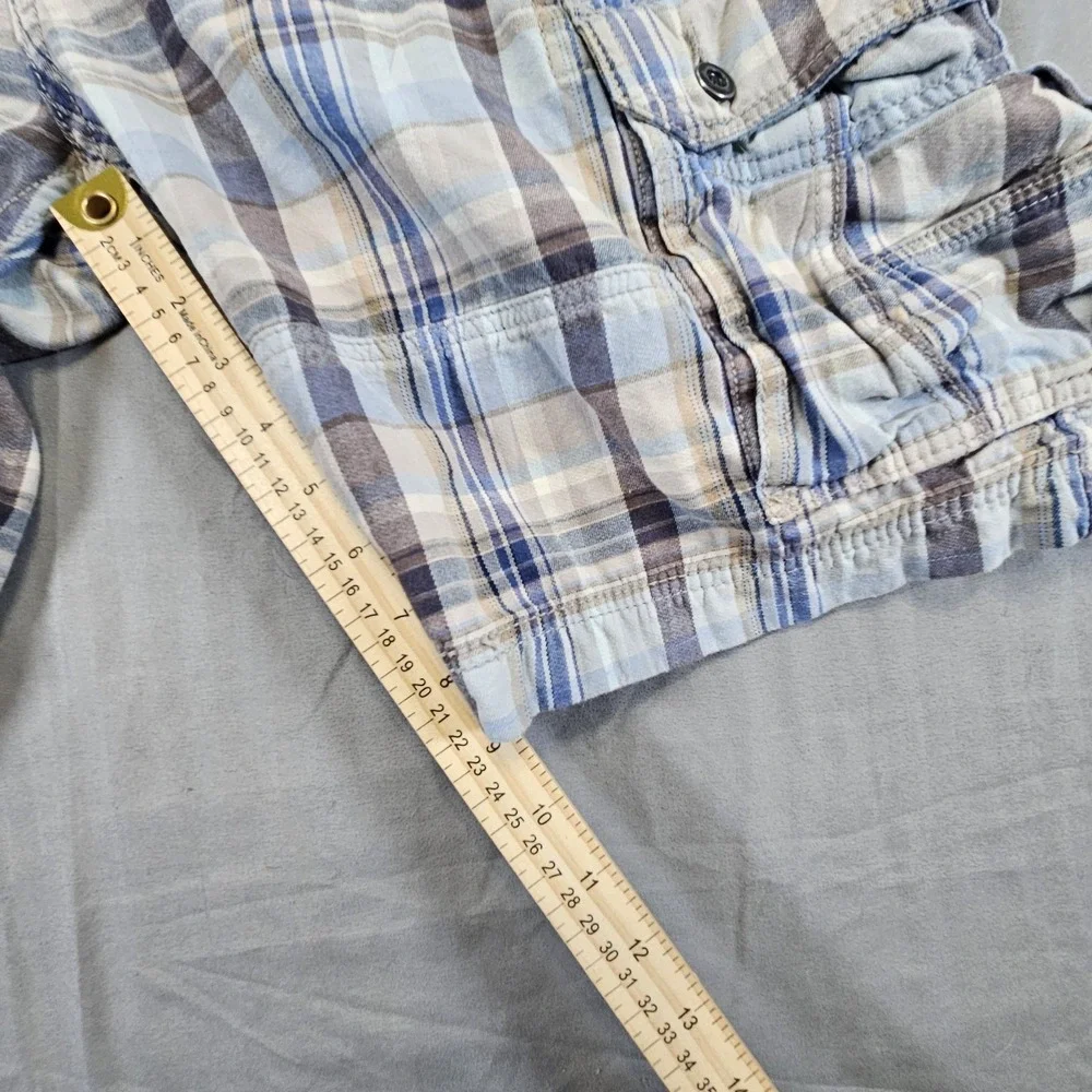Levis Mens 36 Blue Brown Plaid‎ Cargo Shorts Casual Flat Front Comfort